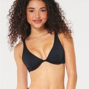 Hollister Black Ribbed Bikini Top